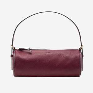 tusk 9944 italian pebblegrain leather barrel bag oxblood front - OXBLOOD