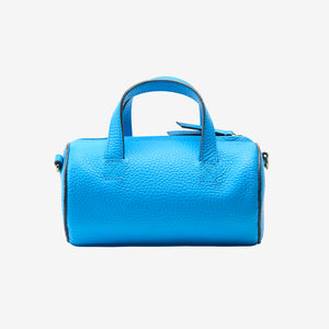 sai mini barrel bag azure italian leather back view top handles - AZURE