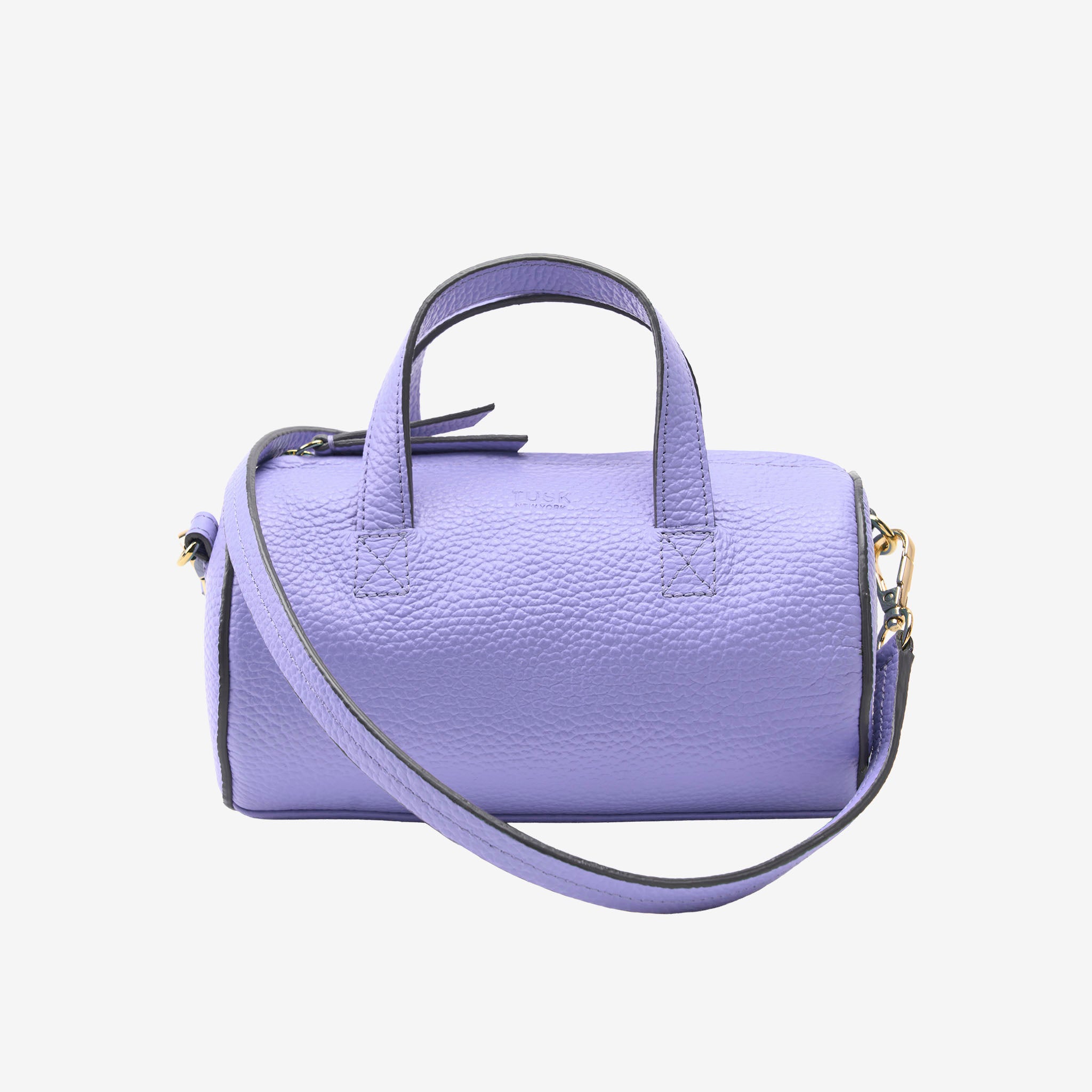 sai mini barrel bag lavender italian leather front view crossbody strap - LAVENDER