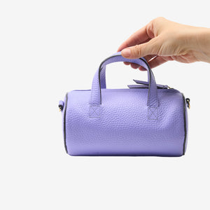 sai mini barrel bag lavender italian leather hand scale view - LAVENDER