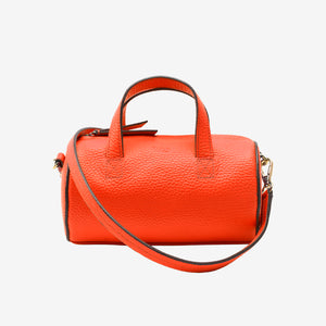 sai mini barrel bag orange italian leather front view crossbody strap - ORANGE