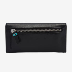 tusk 494 womens siam leather accordion wallet black and french blue back - BLACK/FRENCH BLUE