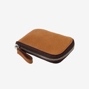 Brown zippered wallet on a white background - TAN