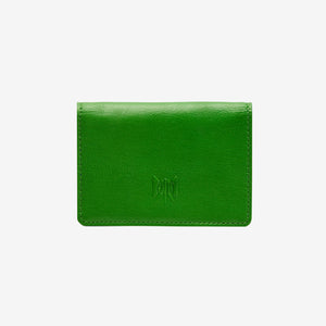 tusk 138 womens siam leather gusseted card case grass and indigo front -  GRASS/INDIGO