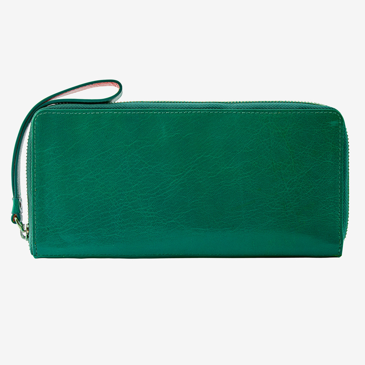 tusk 166 womens leather zip travel portfolio teal and geranium front  - TEAL/GERANIUM