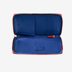 tusk 166 womens leather zip travel portfolio red and marine open - RED/MARINE