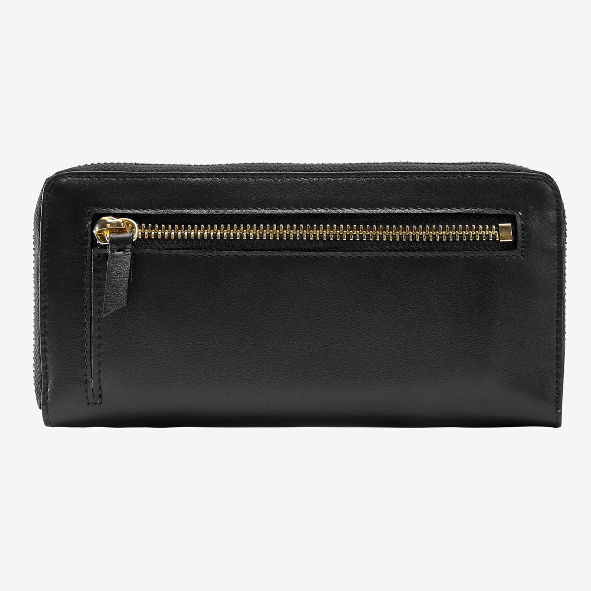 tusk 301 womens leather single zip wallet black back - BLACK