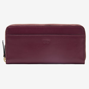 tusk 301 womens leather single zip wallet oxblood front - OXBLOOD