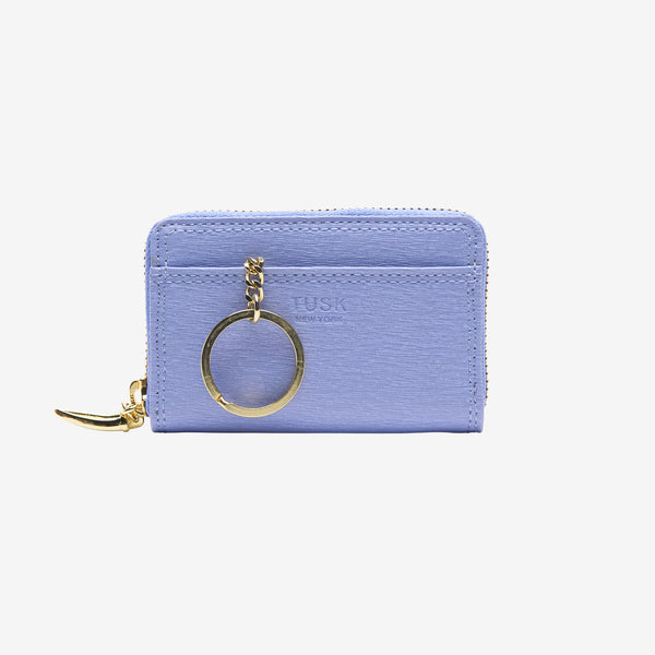 Blue Leather Zip Wallet with card holder