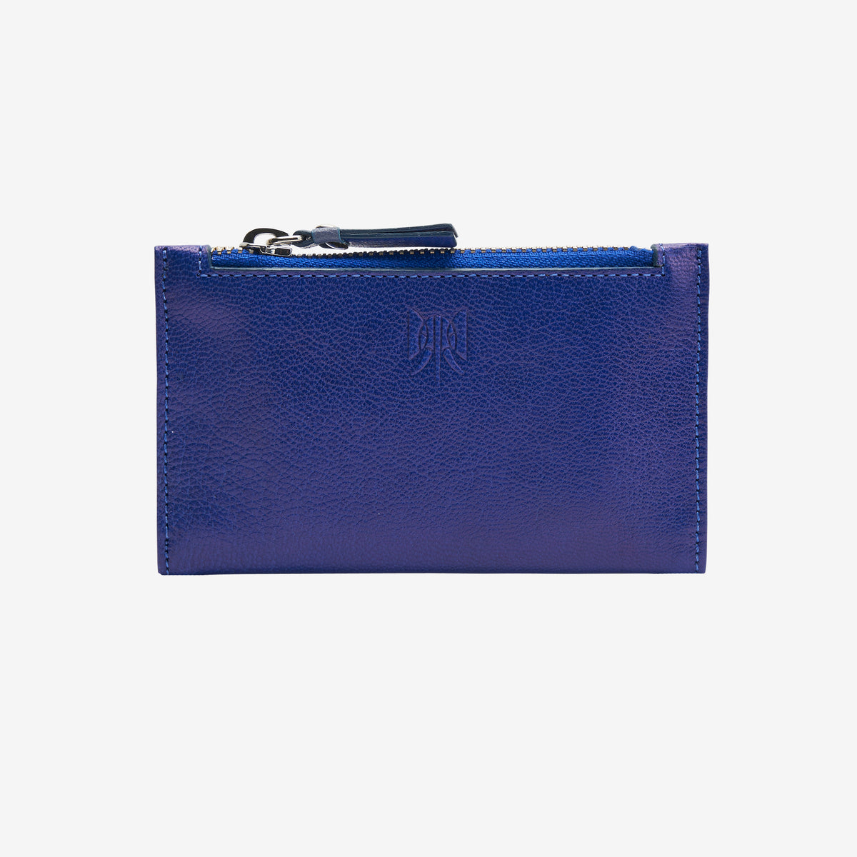 tusk 383 leather slim card case with zip indigo and french blue front - INDIGO/FRENCH BLUE