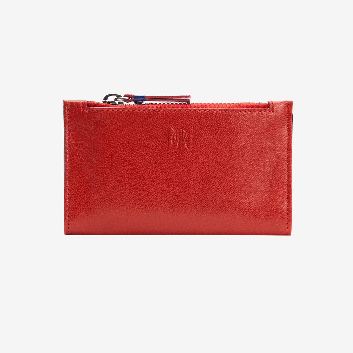 tusk 383 leather slim card case with zip coin pocket red and marine front - RED/MARINE