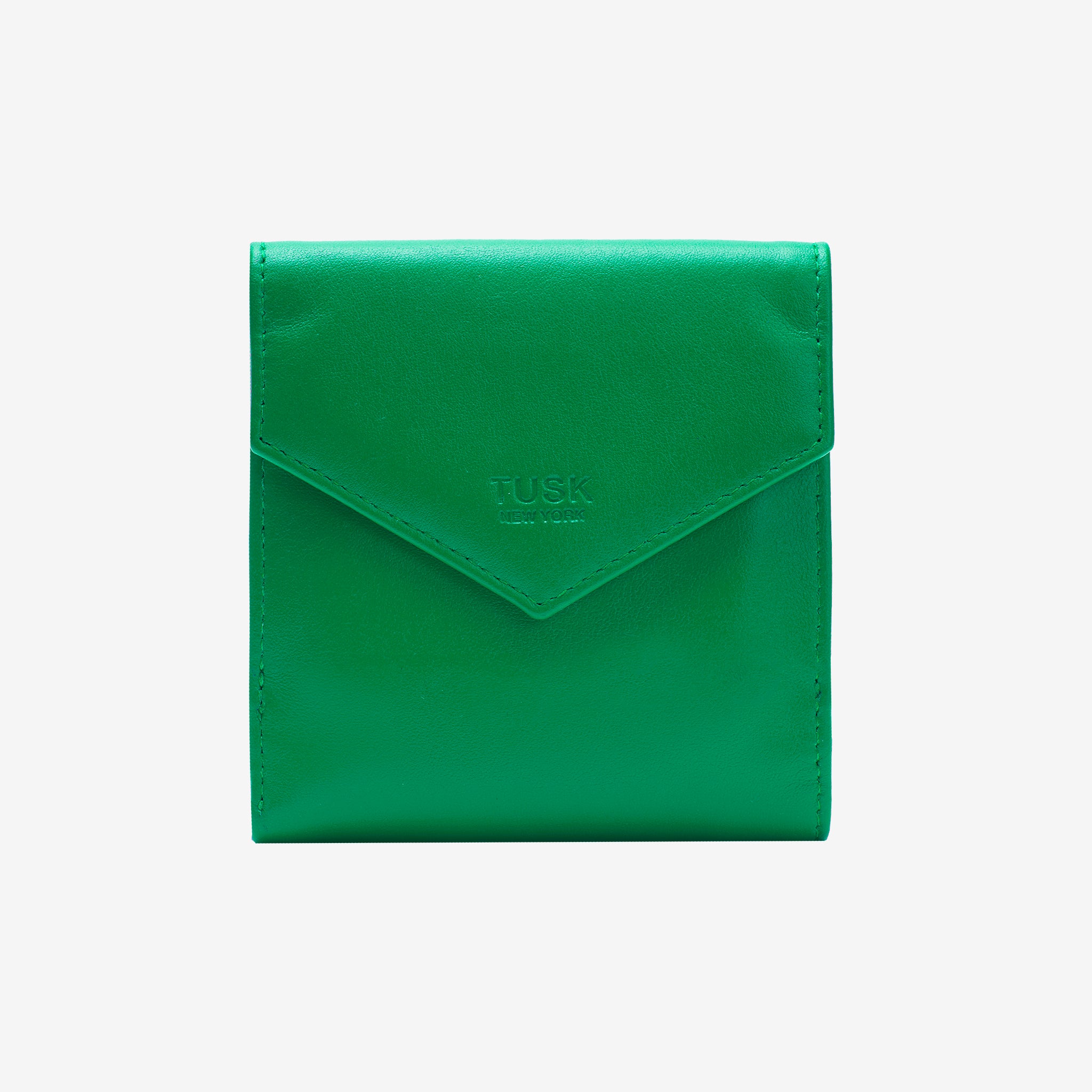 tusk 386 joy smooth leather l shaped indexer emerald front - EMERALD