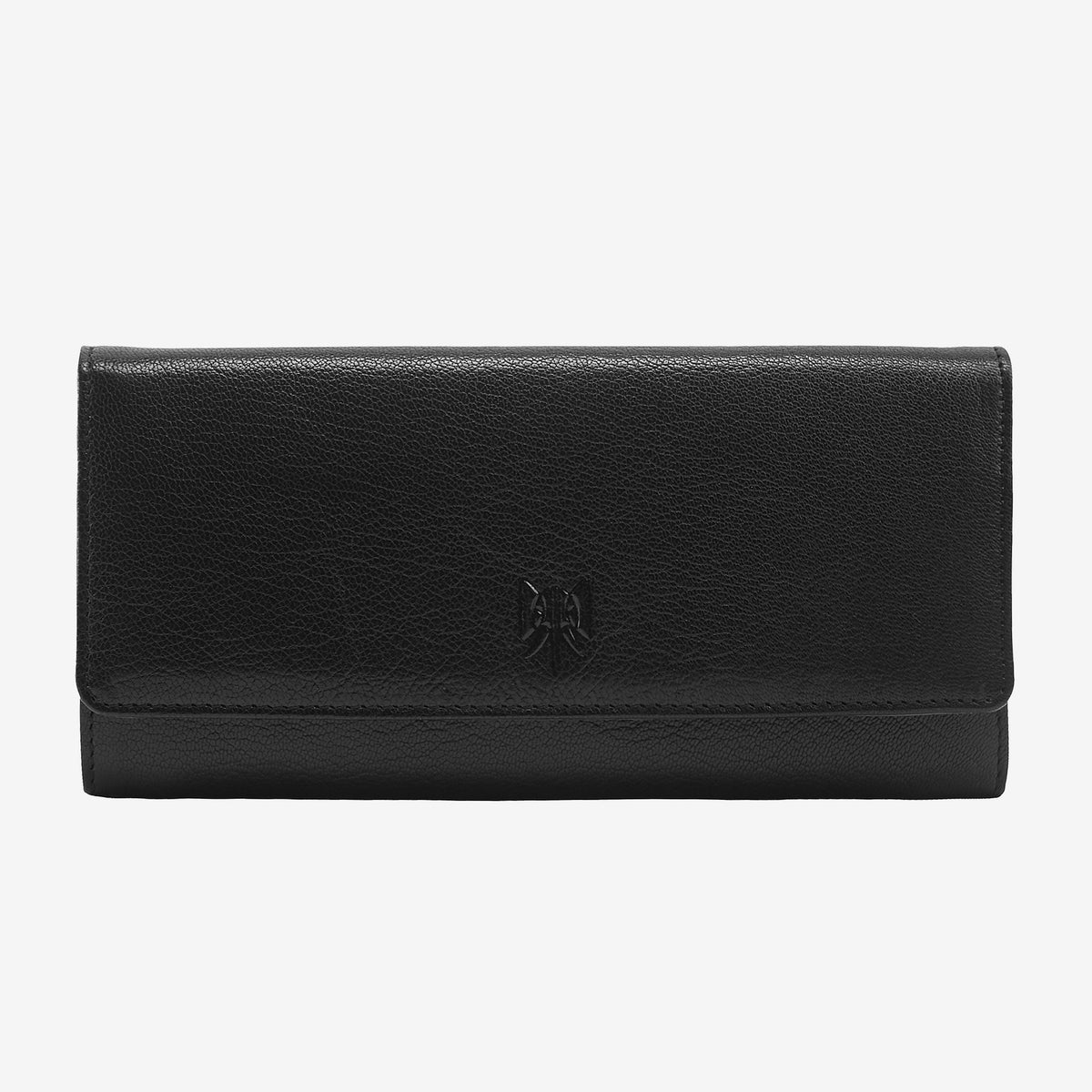 tusk 494 womens siam leather accordion wallet black and french blue front - BLACK/FRENCH BLUE
