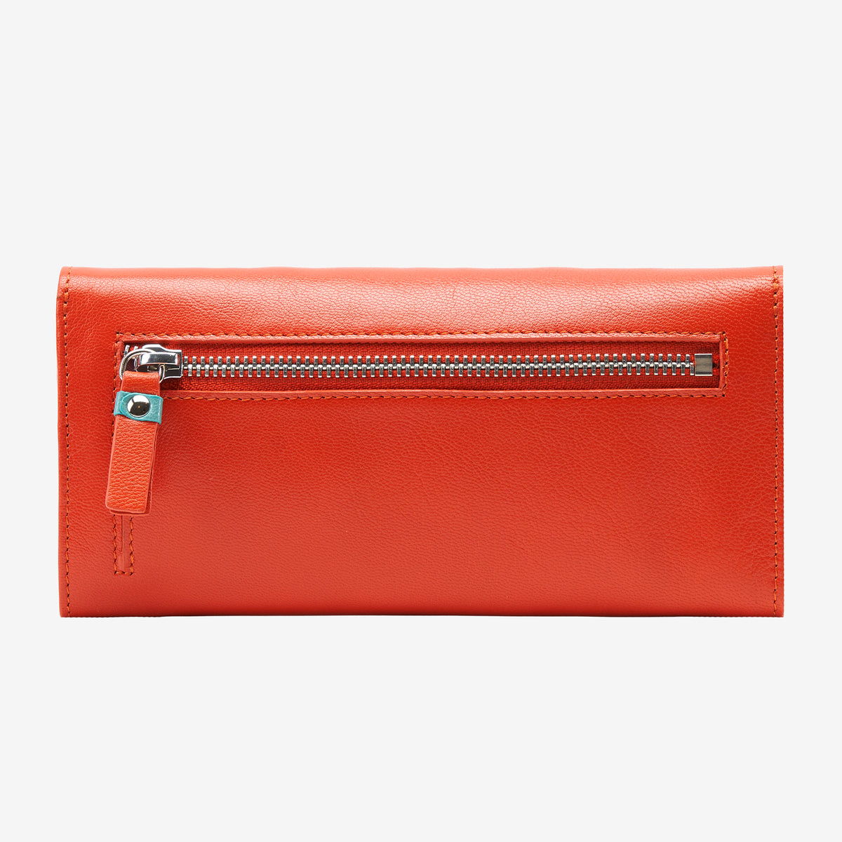tusk 494 womens siam leather accordion wallet orange and sky back - ORANGE/SKY