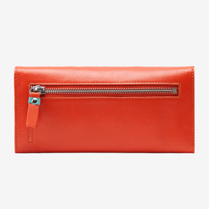tusk 494 womens siam leather accordion wallet orange and sky back - ORANGE/SKY