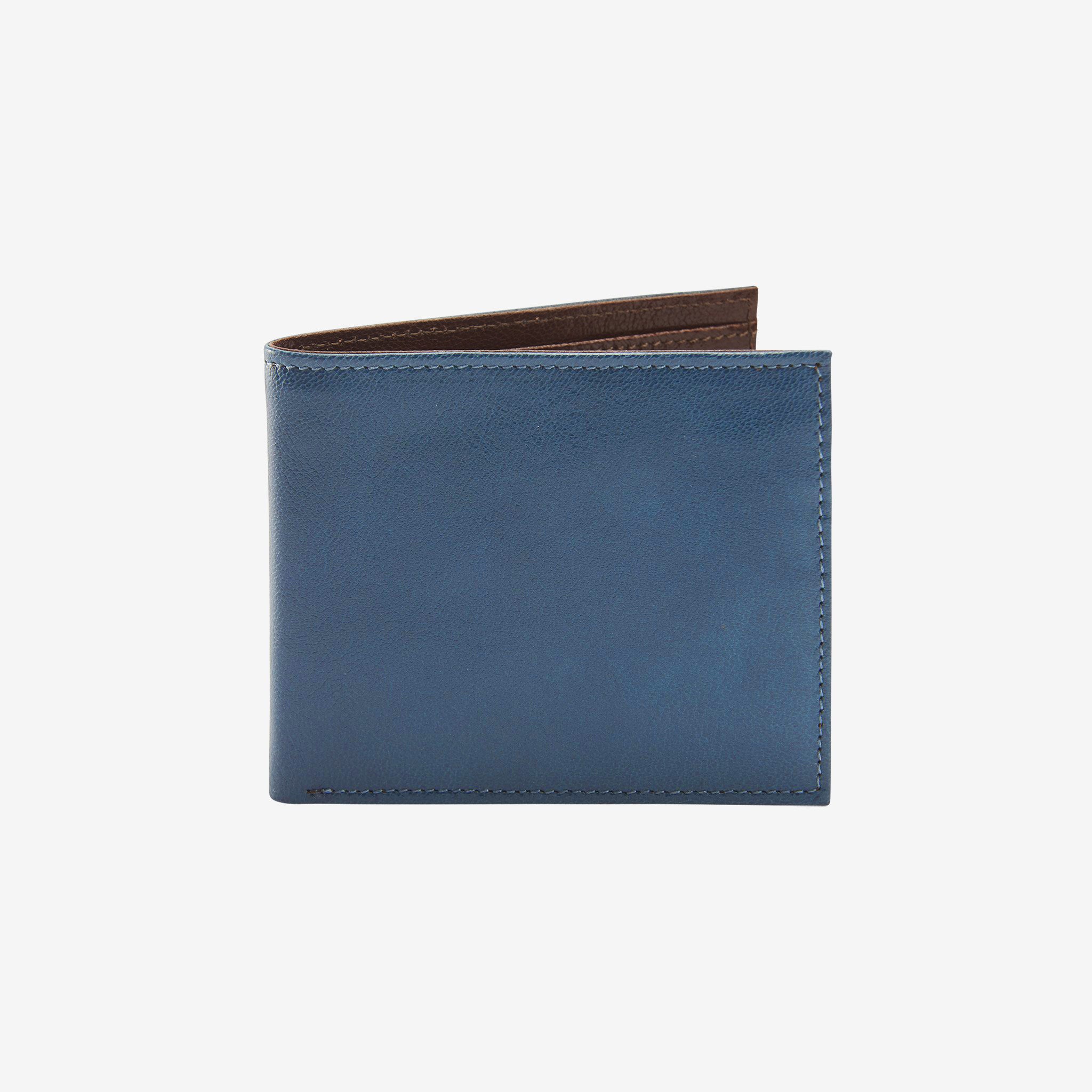 Leonardo Men's Billfold Wallet Chocolate/Blue