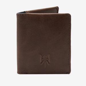 Brown leather wallet with a brand logo on a white background - BROWN