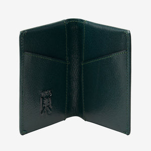 Green leather wallet with a brand logo on a white background - TEAL