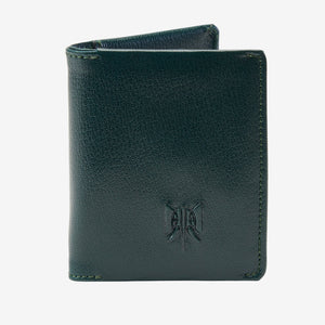Green leather wallet with a brand logo on a white background - TEAL
