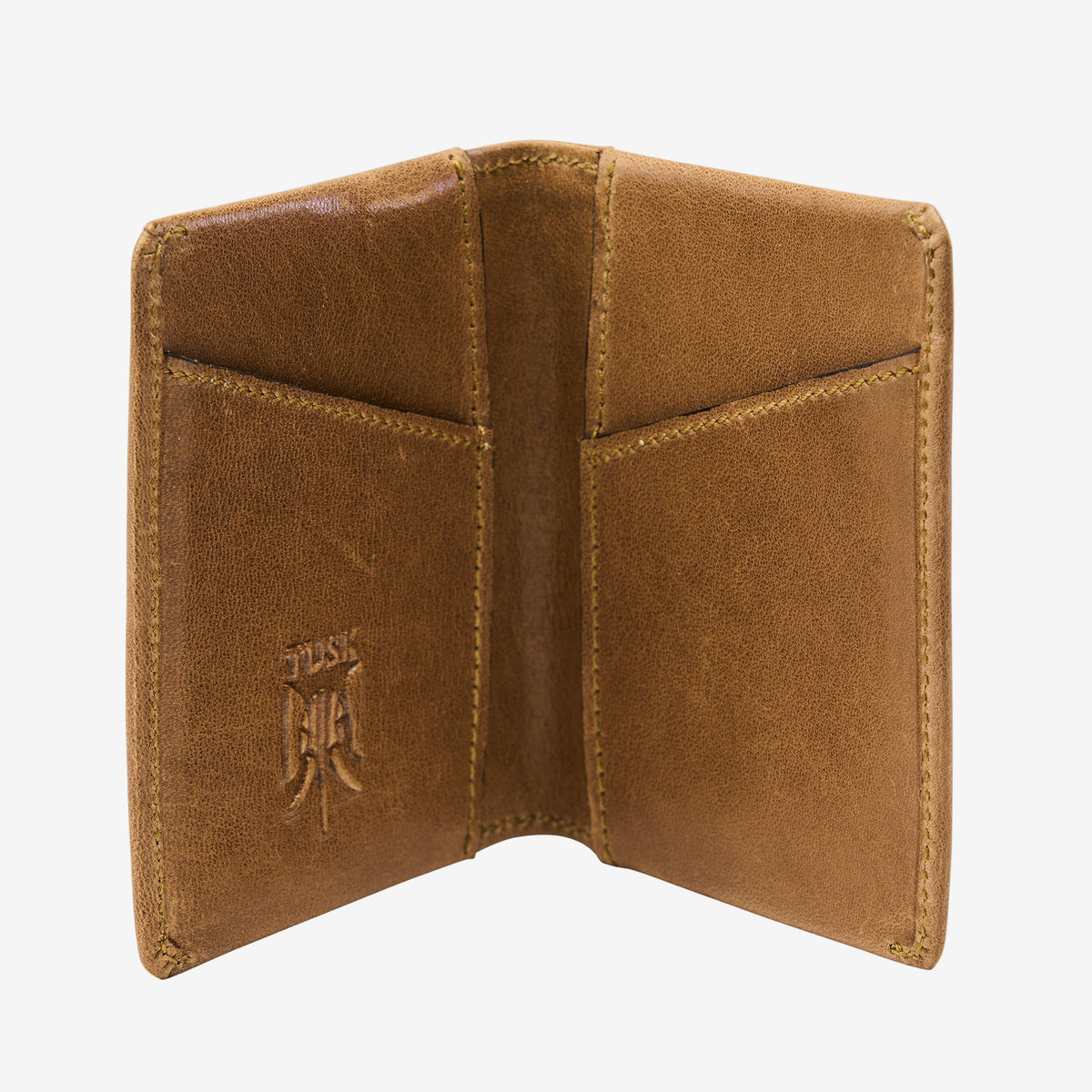 Brown leather wallet with a visible brand logo on a white background - WOOD