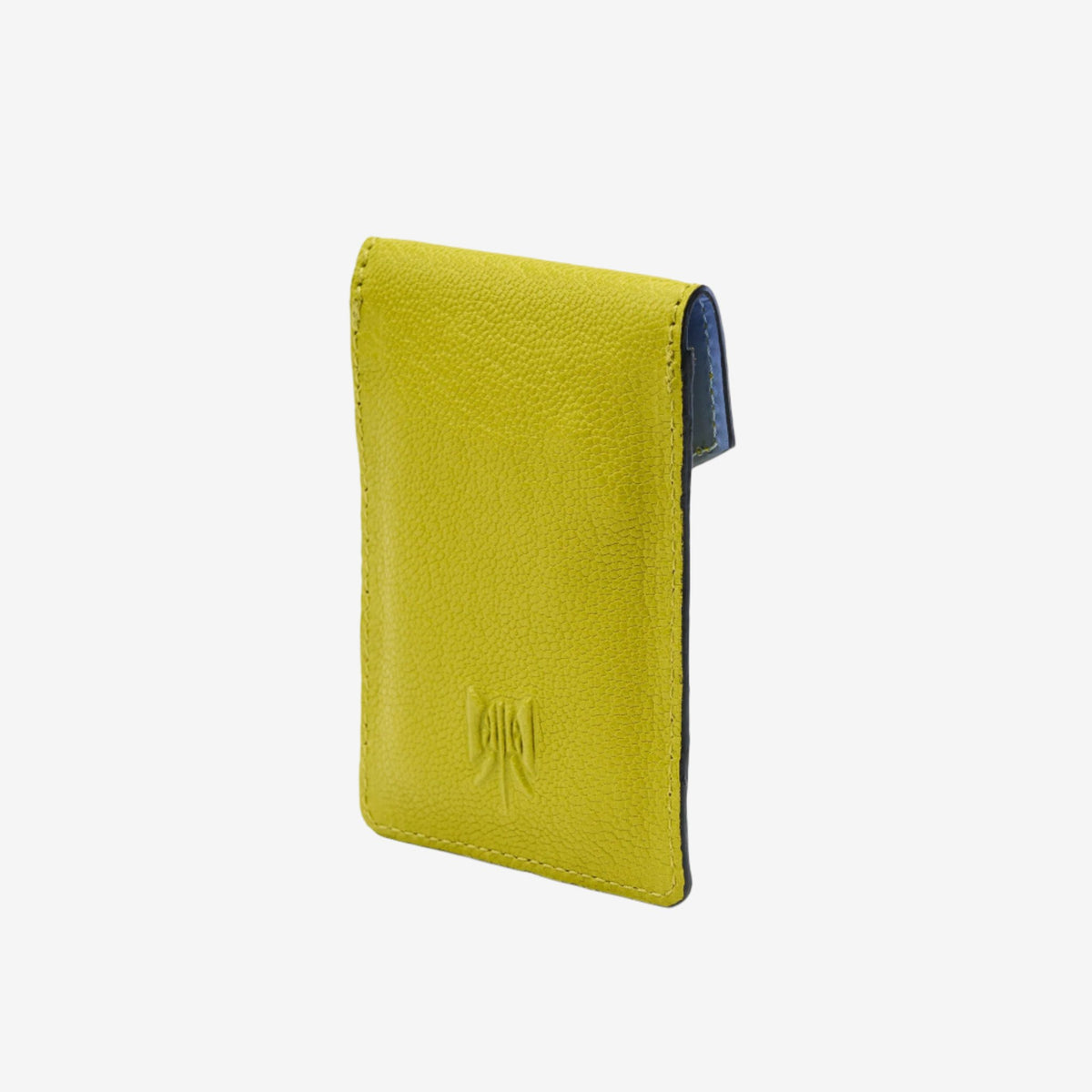 tusk-2002-mini-leather-card-case-avocado-side - LEMON