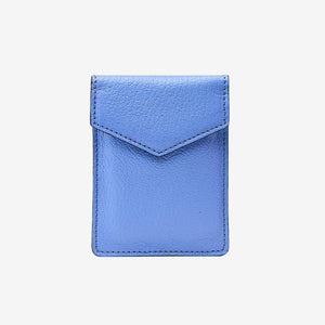 Blue leather cardholder on a white background - FRENCH BLUE