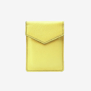 tusk-2002-mini-leather-card-case-lemon-front - LEMON