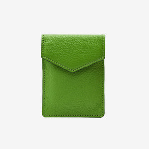 Green leather cardholder on a white background -MINT