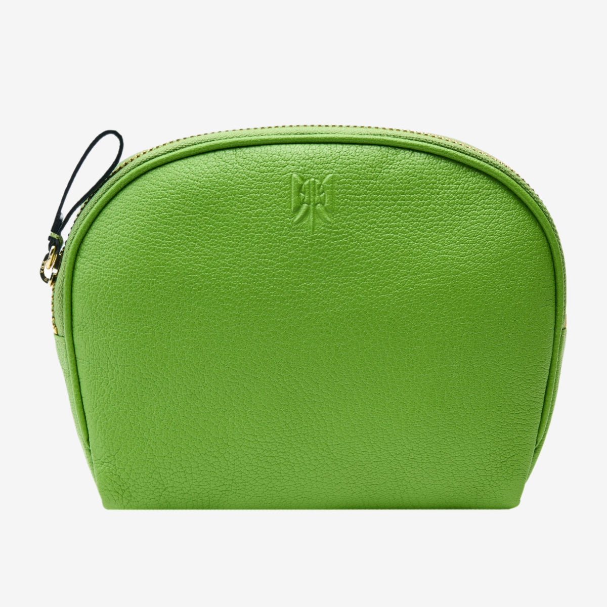 tusk-767-leather-clam-shape-cosmetic-case-mint-front