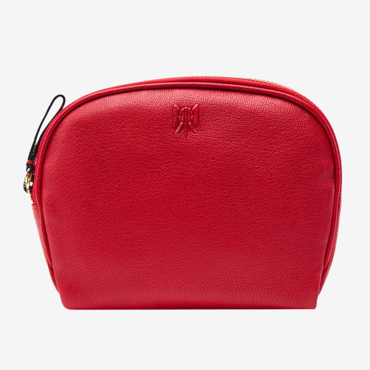 tusk-767-leather-clam-shape-cosmetic-case-red-front