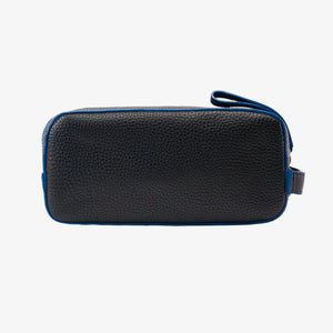 Black textured rectangular toiletry case  with blue accents on a white background - BLACK