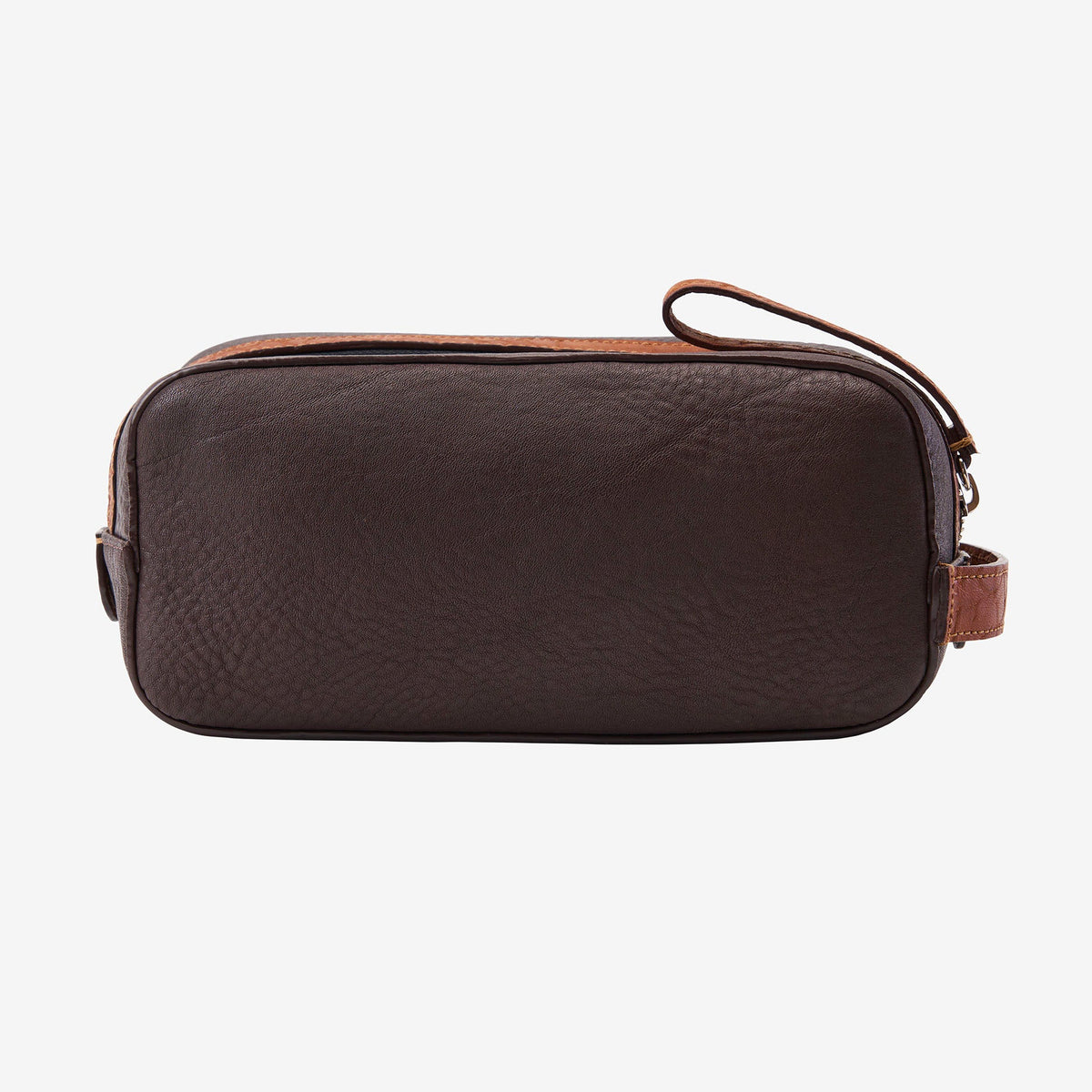 Brown leather toiletry bag on a white background - CHOCOLATE
