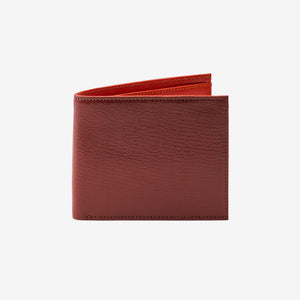 Brown leather wallet on a white background - CHOCOLATE/ORANGE