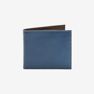 tusk 104 mens compact leather billfold wallet blue and chocolate front - BLUE/CHOCOLATE