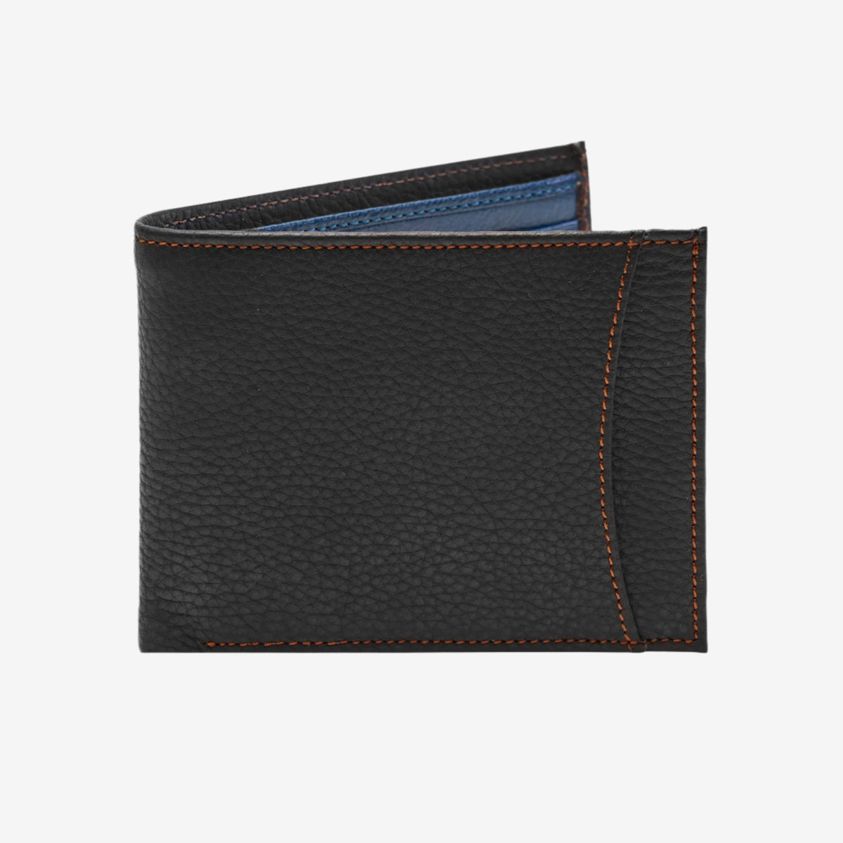 tusk 108 leather billfold with slide pocket black front - BLACK