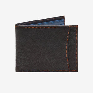 tusk 108 leather billfold with slide pocket chocolate front - CHOCOLATE