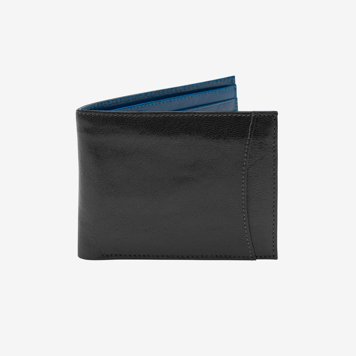 Black leather wallet on a white background - BLACK/BLUE