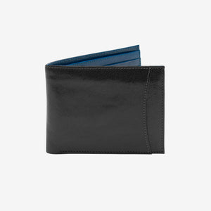 Black leather wallet on a white background - BLACK/BLUE