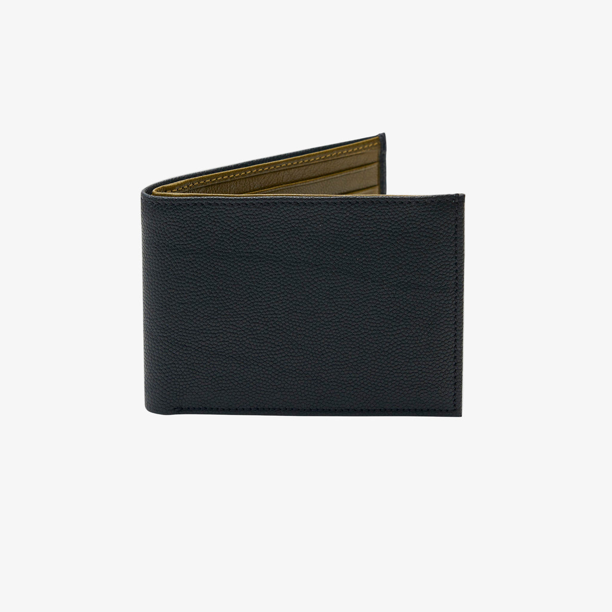 Black leather wallet on a white background - BLACK/OLIVE