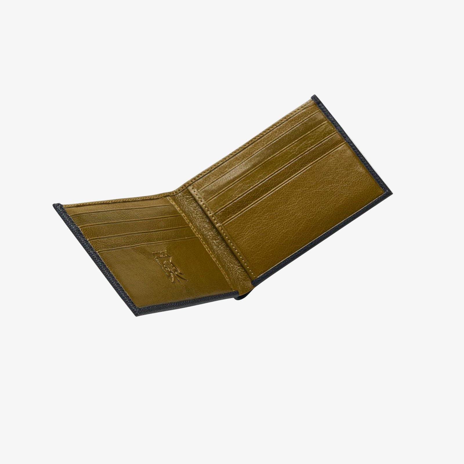 Black leather wallet on a white background - BLACK/OLIVE