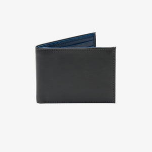 Grey leather wallet on a white background - GREY/BLUE