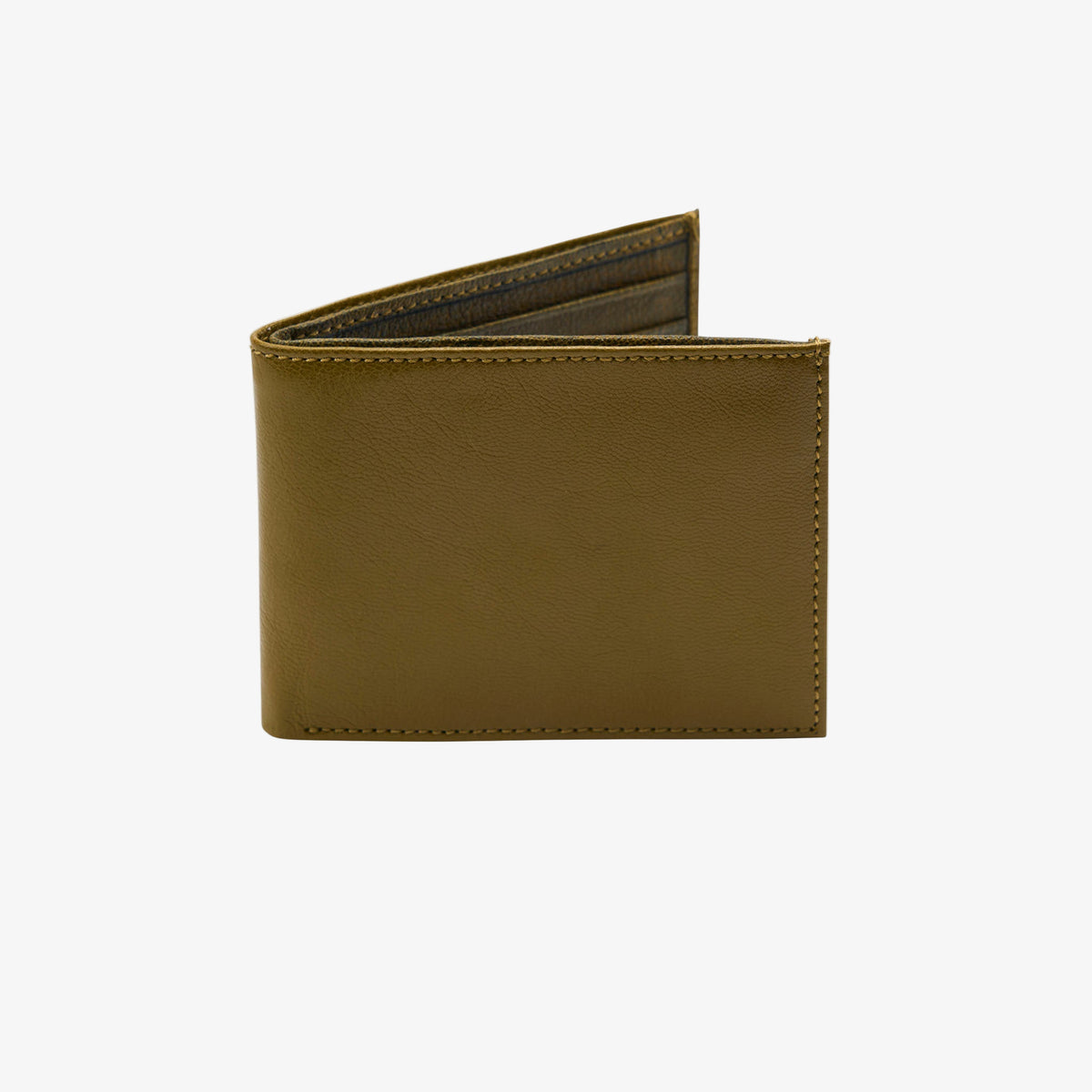 Green leather wallet on a white background - OLIVE/OLIVE