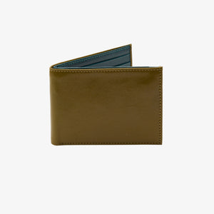 Green leather wallet on a white background - OLIVE/TEAL