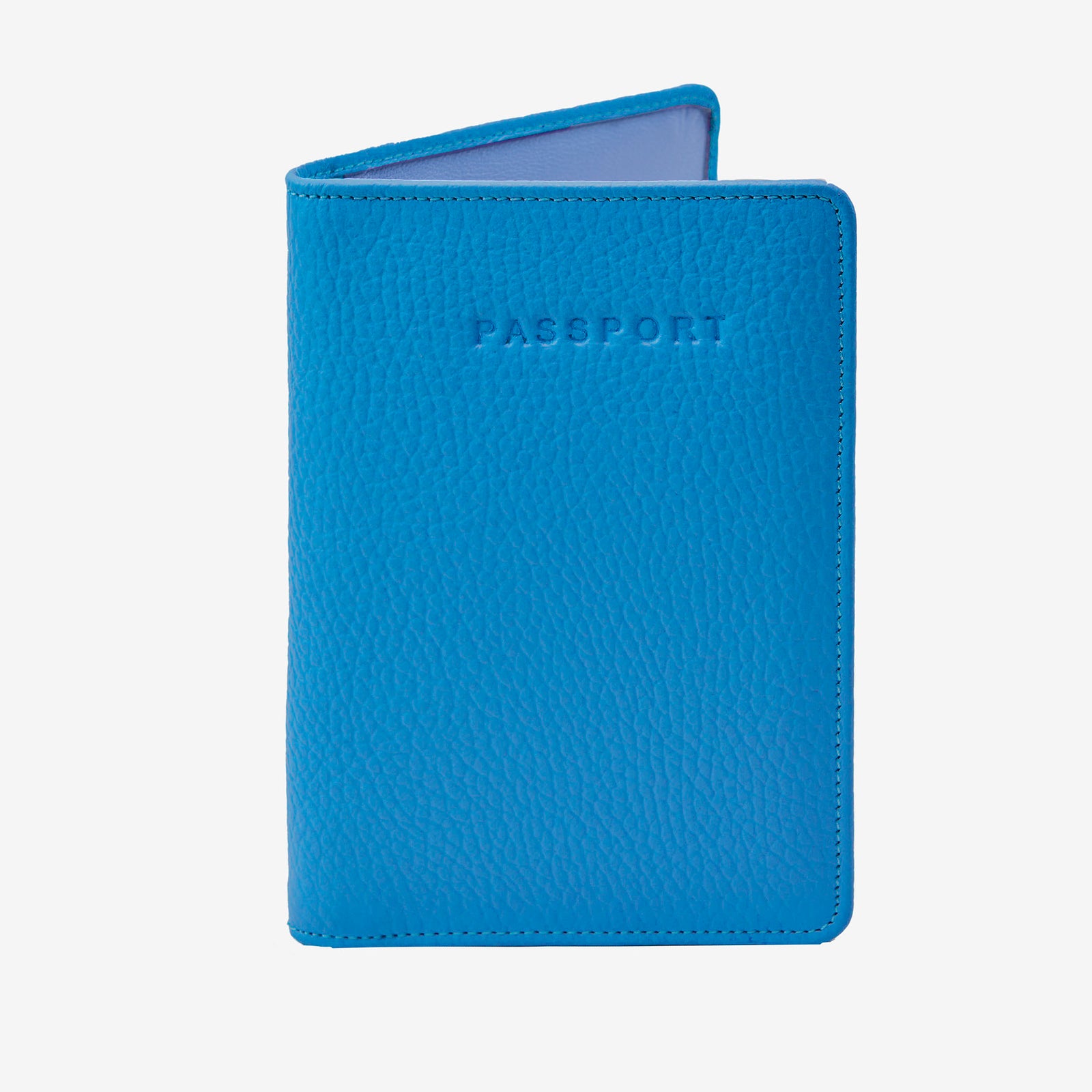 tusk 128 unisex pebble grain leather passport wallet azure- AZURE