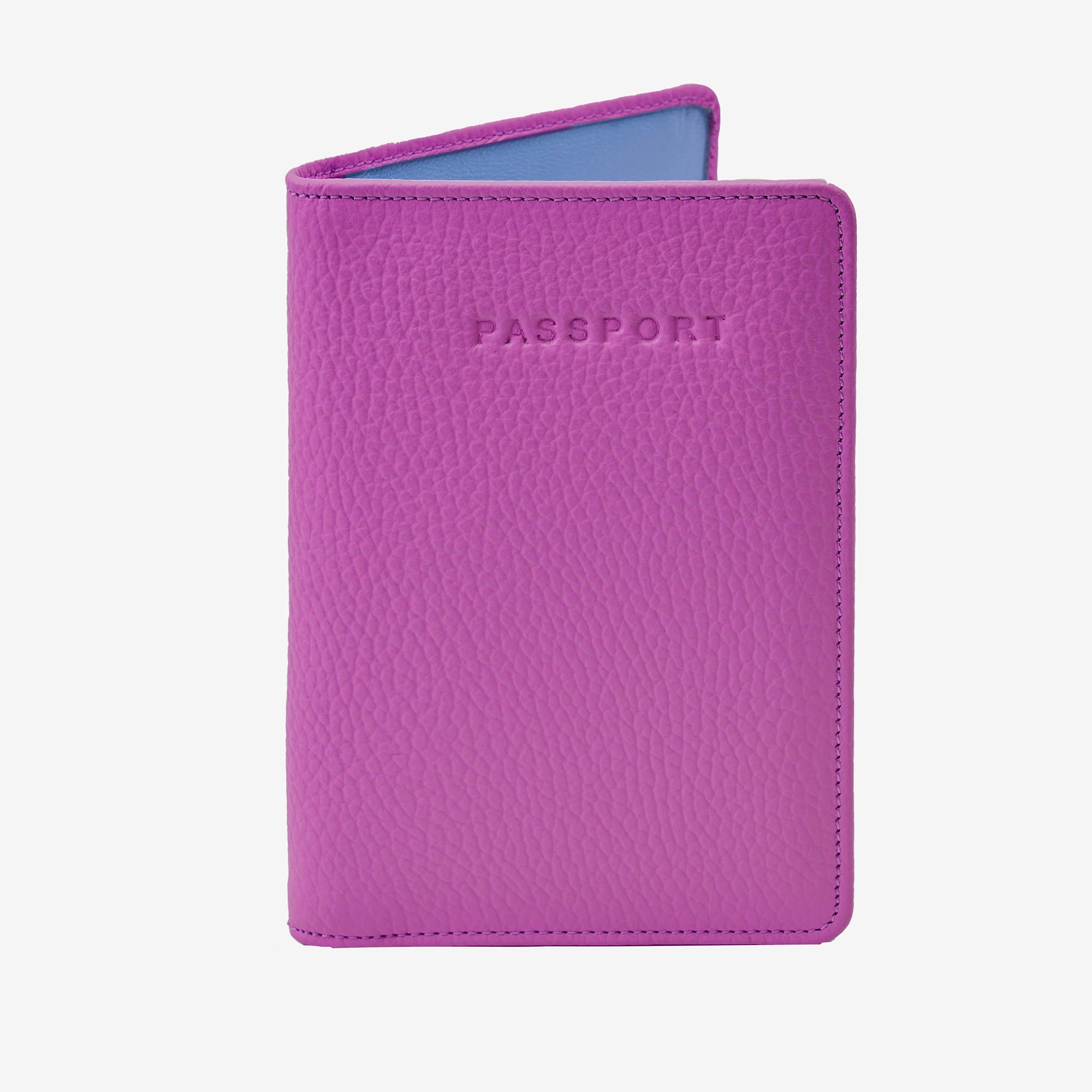 tusk 128 unisex pebble grain leather passport wallet azure- AZURE