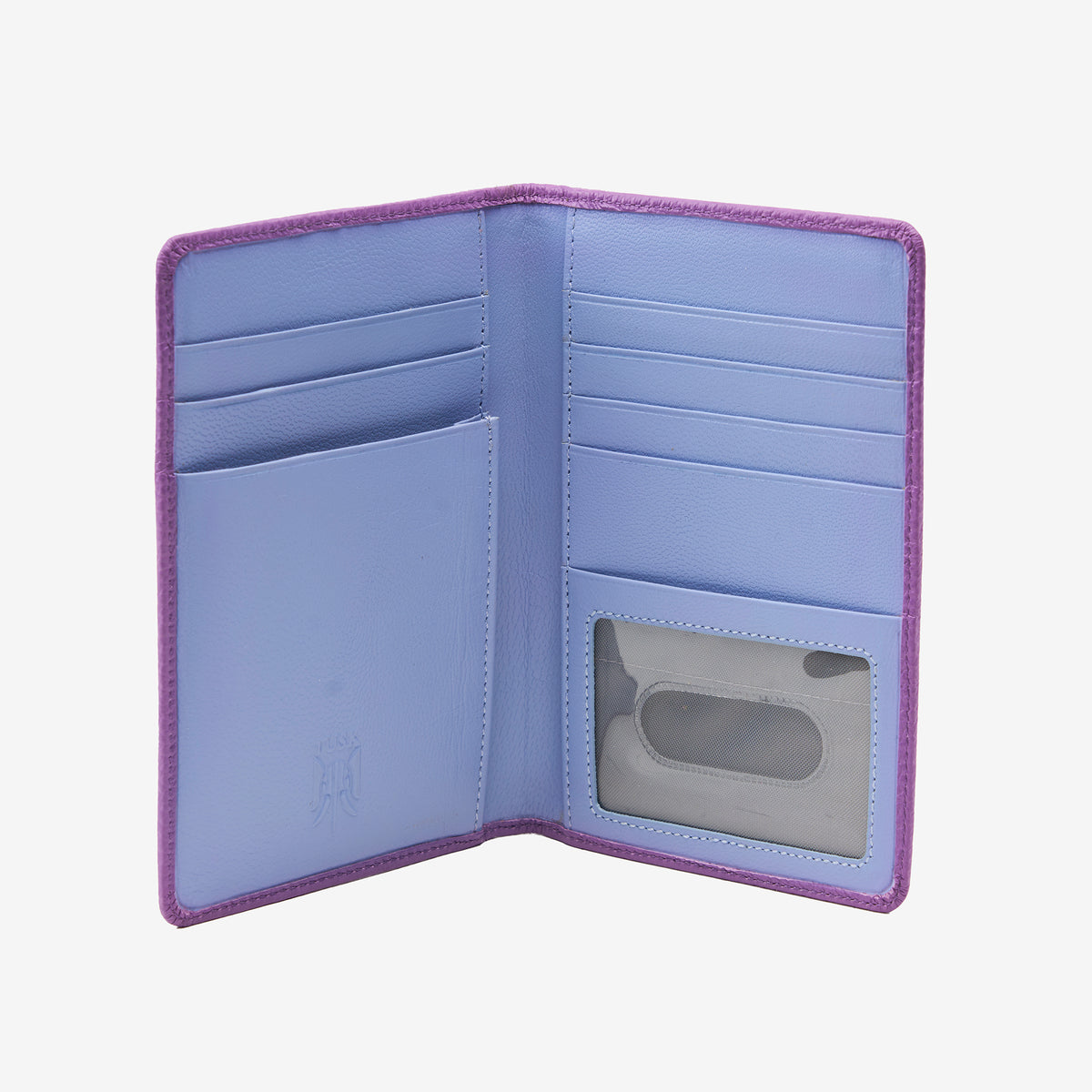 tusk 128 unisex pebble grain leather passport wallet purple model 01 - PURPLE