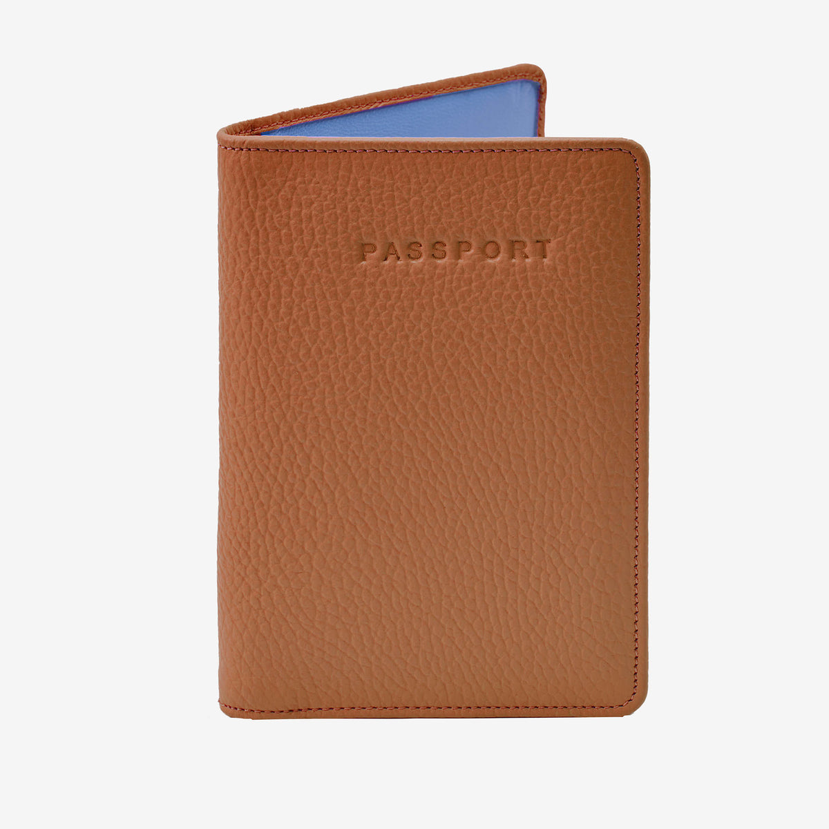 Brown passport holder with &#39;PASSPORT&#39; text on a white background - TOAST