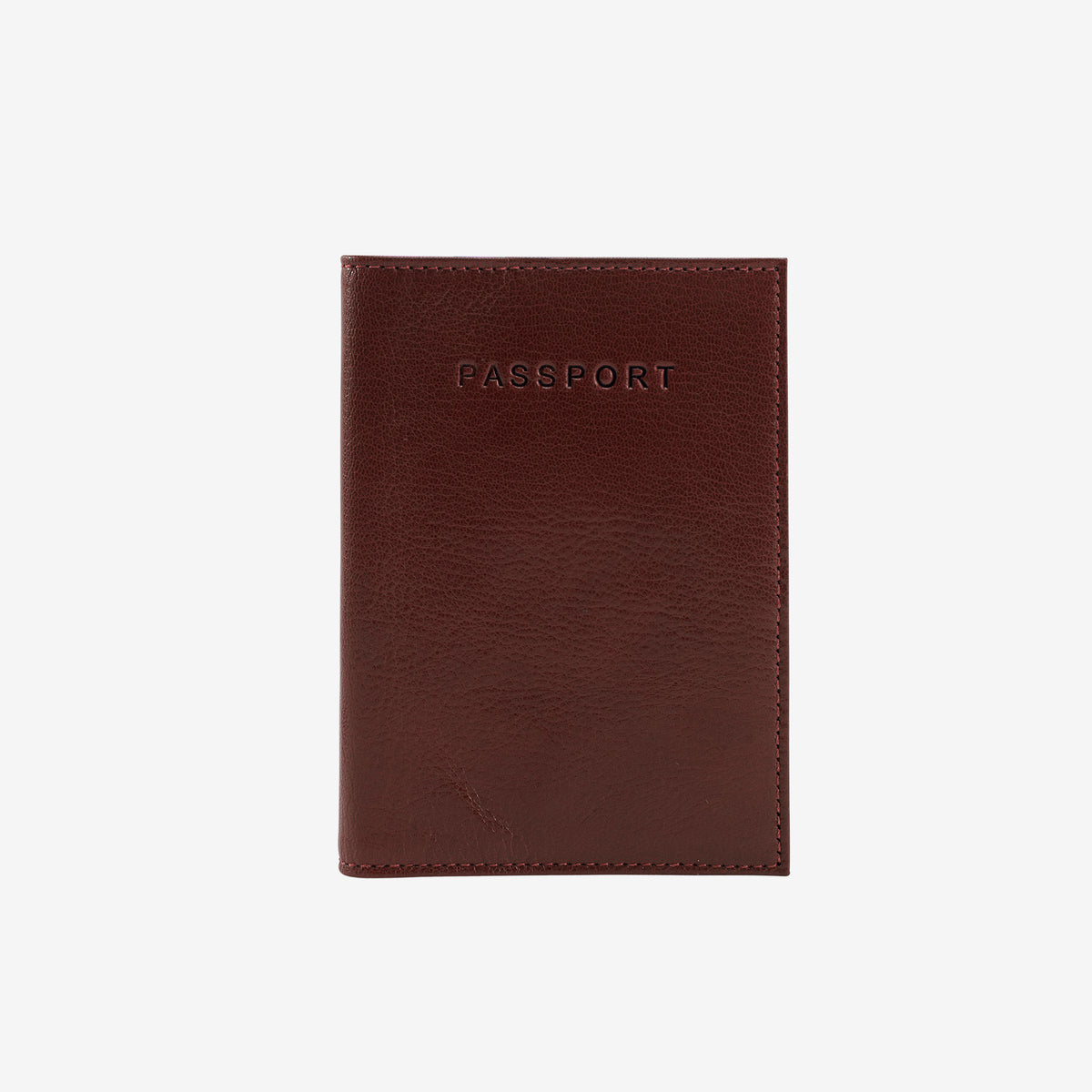 Brown passport holder with &#39;PASSPORT&#39; text on a white background - CHOCOLATE/BLUE
