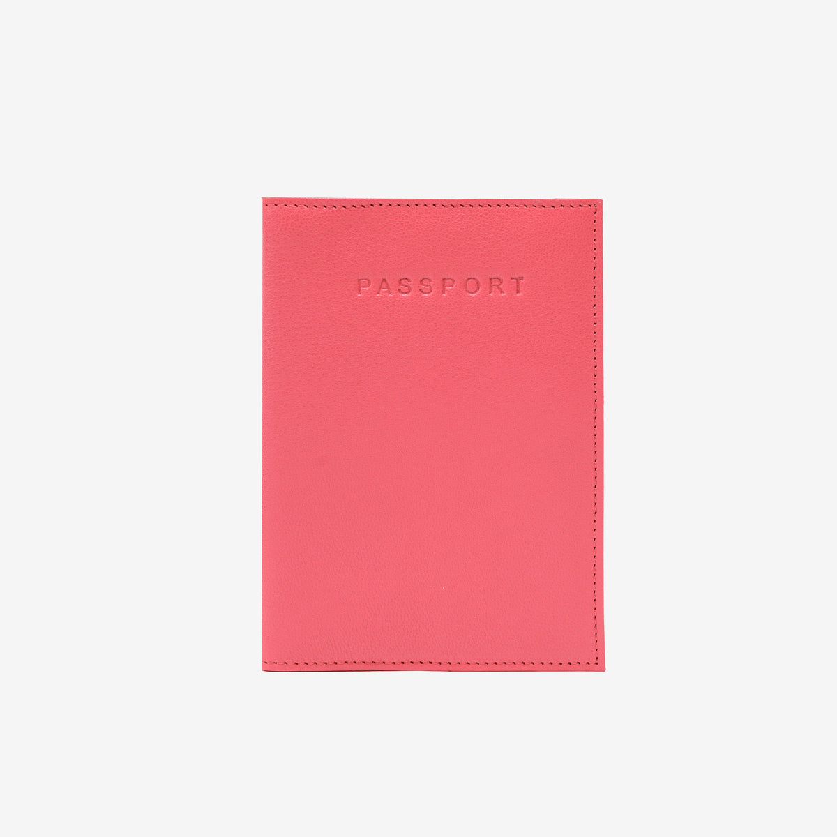 Pink passport holder with &#39;PASSPORT&#39; text on a white background - GERANIUM/TEAL