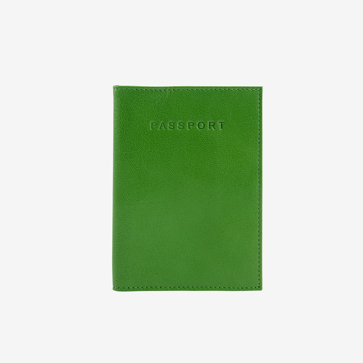 Green passport holder with &#39;PASSPORT&#39; text on a white background -GRASS/INDIGO
